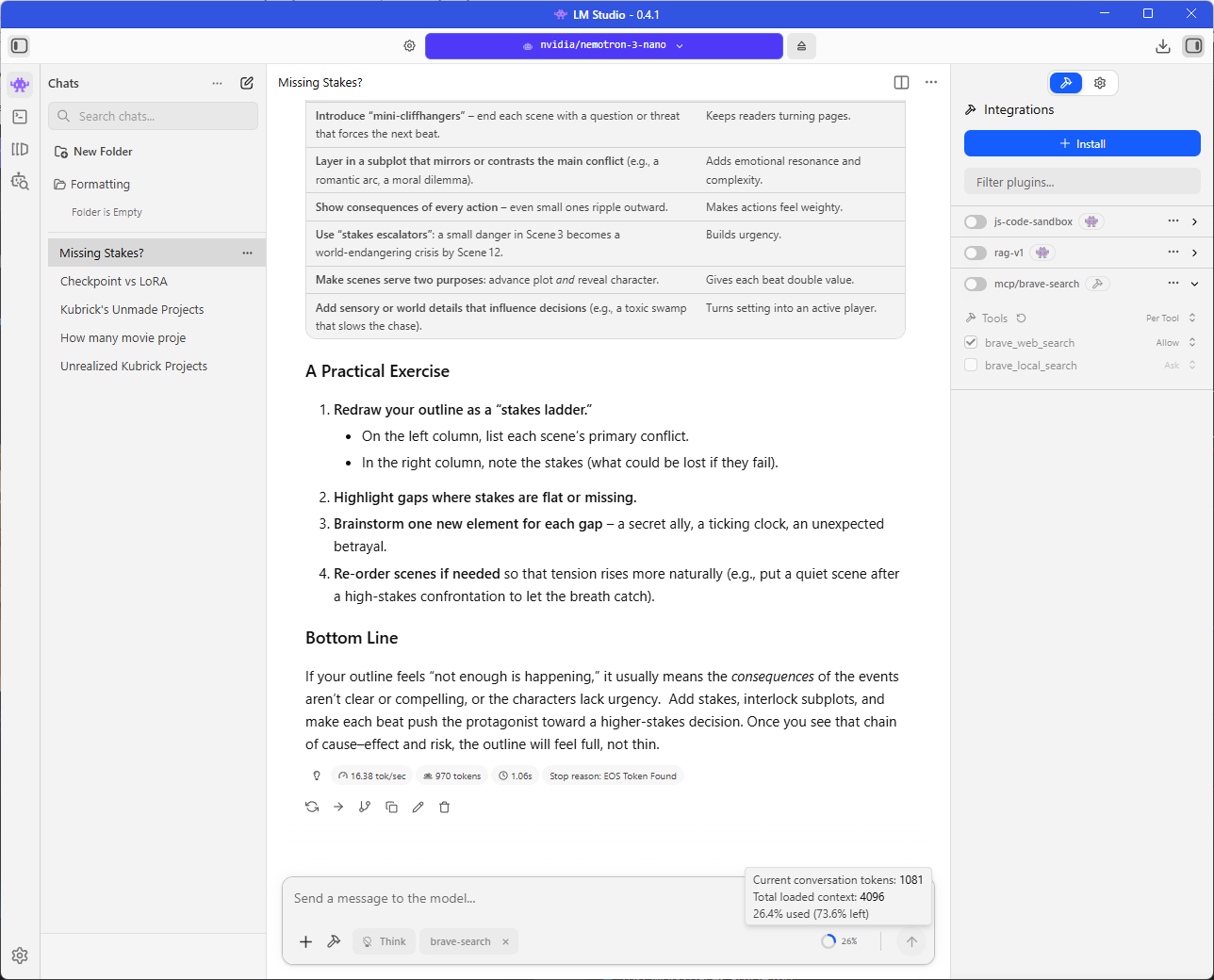 Sample conversation in LM Studio
