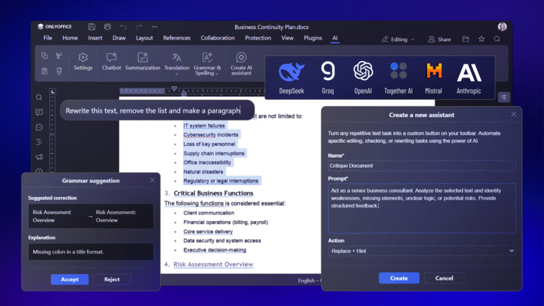 Drive business productivity through open collaboration, AI and document creation